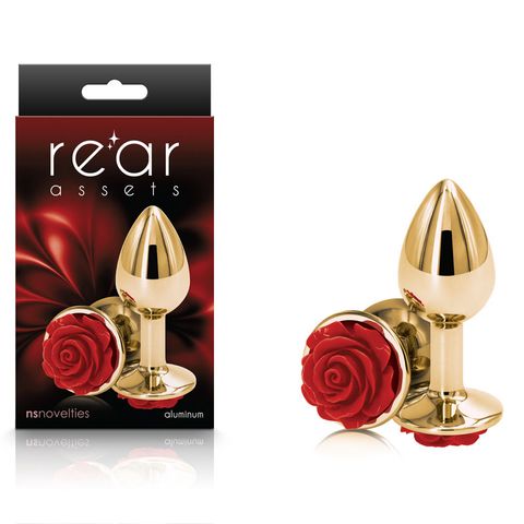REAR ASSETS GOLD BUTT PLUG WITH ROSE