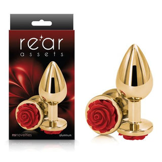 REAR ASSETS GOLD BUTT PLUG WITH ROSE